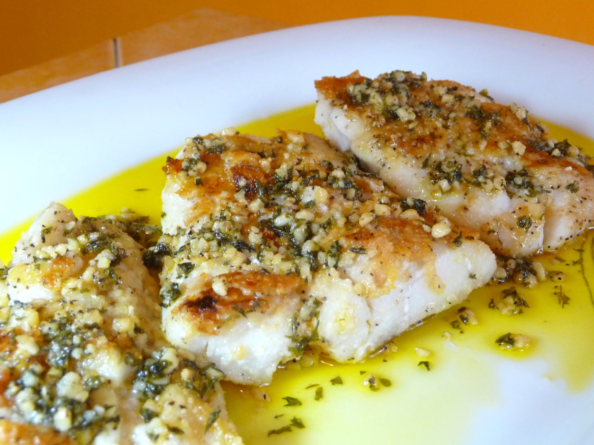 LIGHTLY “FLOURED” FISH IN GARLIC BUTTER SAUCE