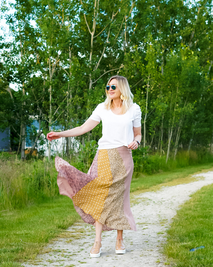 mixed print skirt