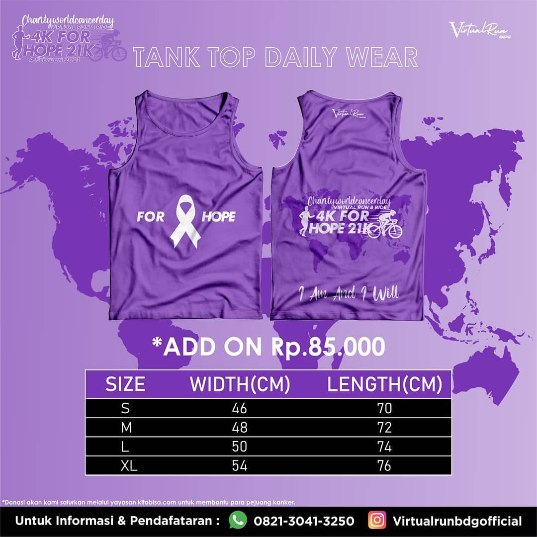 Tanktop 🔍 Charity World Cancer Day - Virtual Run & Bike for HOPE • 2021 Jersey 🎽 Charity World Cancer Day - Virtual Run & Bike for HOPE • 2021