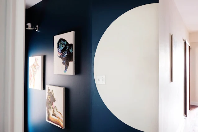 Instagram influenced half circle arc painted on wall