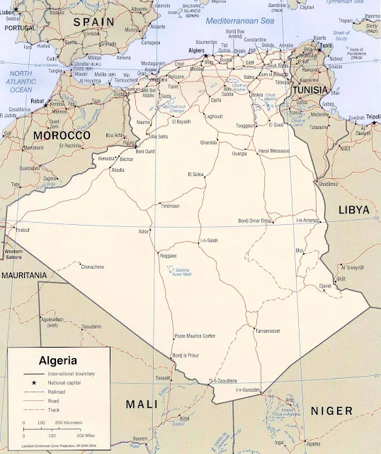 Gambar Peta Politik Negara Algeria