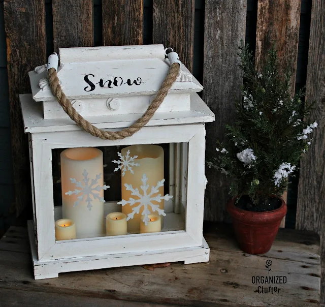 Stenciling A Lantern with Snowflakes #oldsignstencils