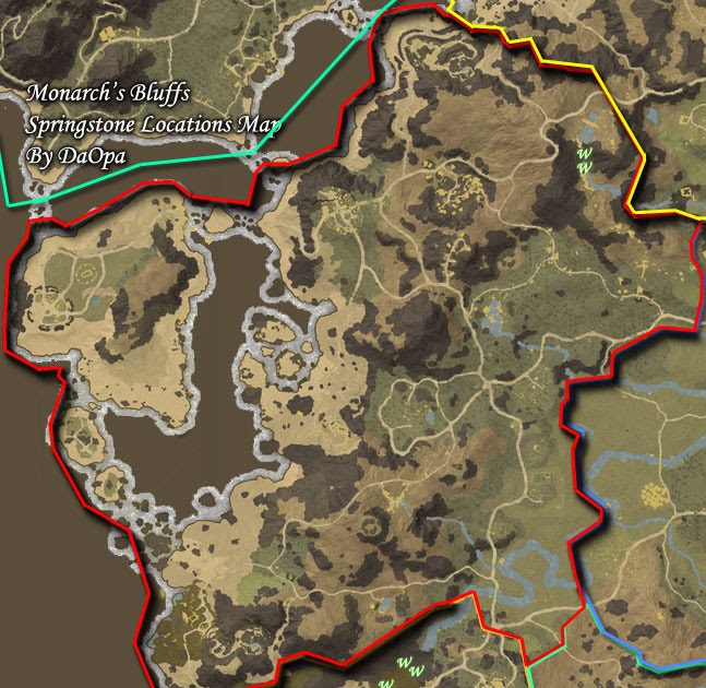 New World Monarch's Bluffs springstone map