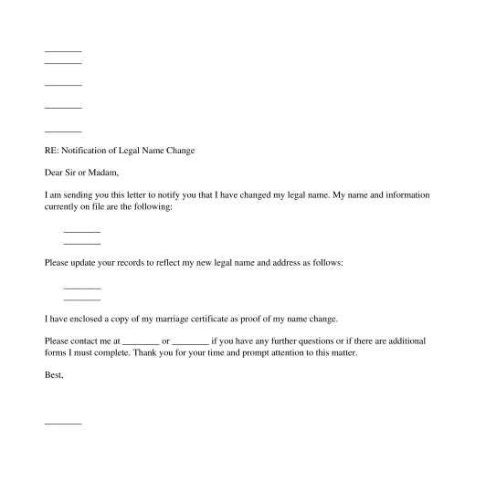 Change Of Name Letter Template Resume Letter