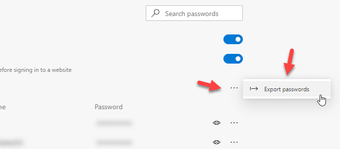 Microsoft Edge에서 저장된 암호를 가져오거나 내보내는 방법