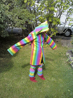 Sarah Happy: warm rainbow jacket
