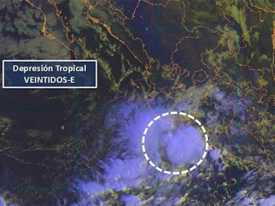 Se forma la Depresión Tropical 22-E frente a costas de Colima y Michoacán