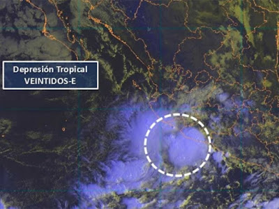 Se forma la Depresión Tropical 22-E frente a costas de Colima y Michoacán