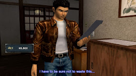 Ryo picks up his daily allowance envelope (Shenmue I)