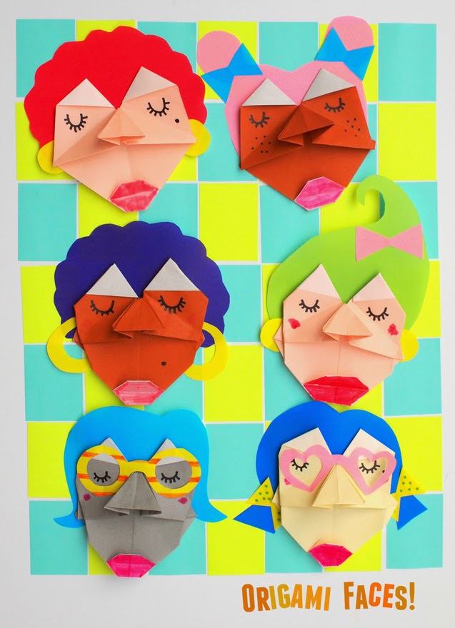 How to fold origami faces with kids- fun craft and art project, step-by-step tutorial included (with video)