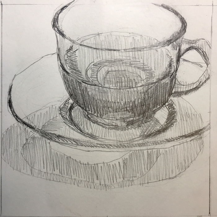 How to draw a teacup and saucer from nature