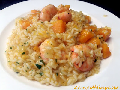 Risotto di zucca e gamberetti - Primo piatto con la zucca