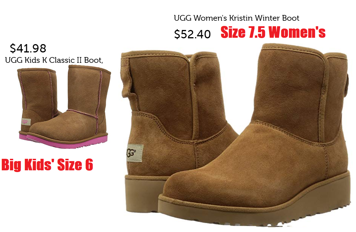 uggs kid sizes compared to women's