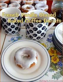 Nothing says “morning” like coffee and donuts. They’re married together in these French Vanilla Glazed Baked Coffee Donuts. | Recipe developed by www.BakingInATornado.com | #recipe #donuts