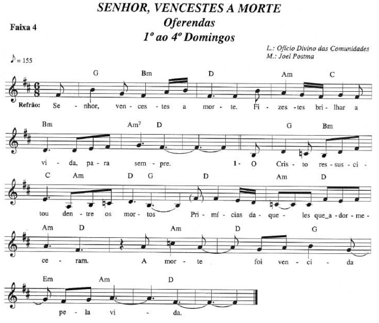 Cantos para Missa Missa do dia 05/05/2019 3º Domingo da Páscoa Ano C