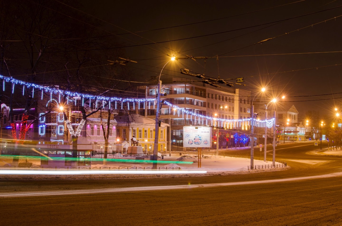 Ночной Иваново площадь революции