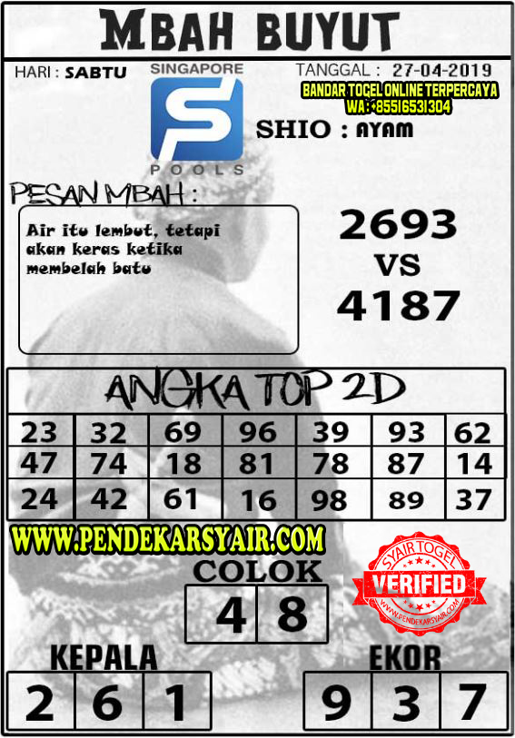 Syair Togel Singapore Hari Ini 27 April 2019 Hikmat Ejaan Belajar