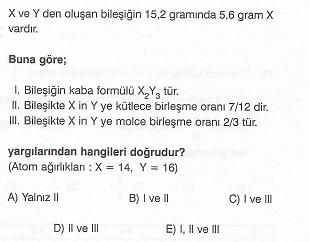 9.Sınıf Kimya Temel kanunlar çözümlü soru lazım