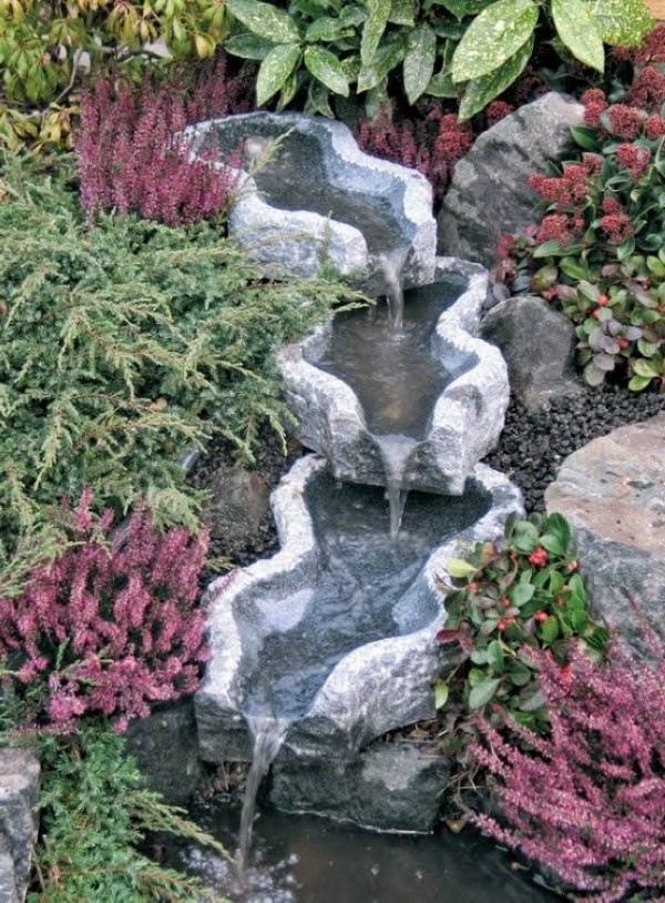 A relaxing garden and backyard waterfalls