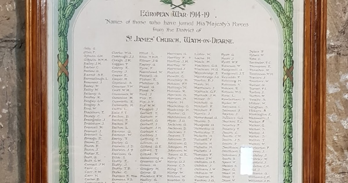Barnsley & District War Memorials Wath upon Dearne, All Saints, FWW