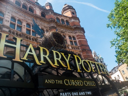 Harry Potter and the Cursed Child sign outside the Palace Theatre
