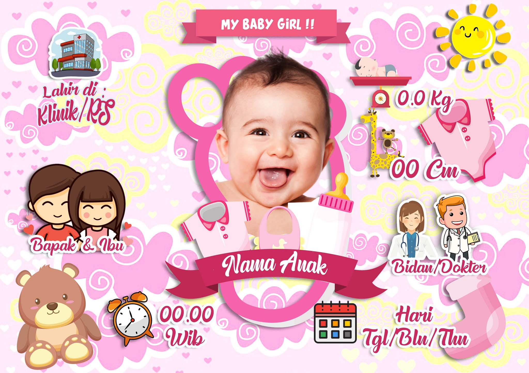 Desain Biodata Bayi Format PSD (editable) Top Magazine