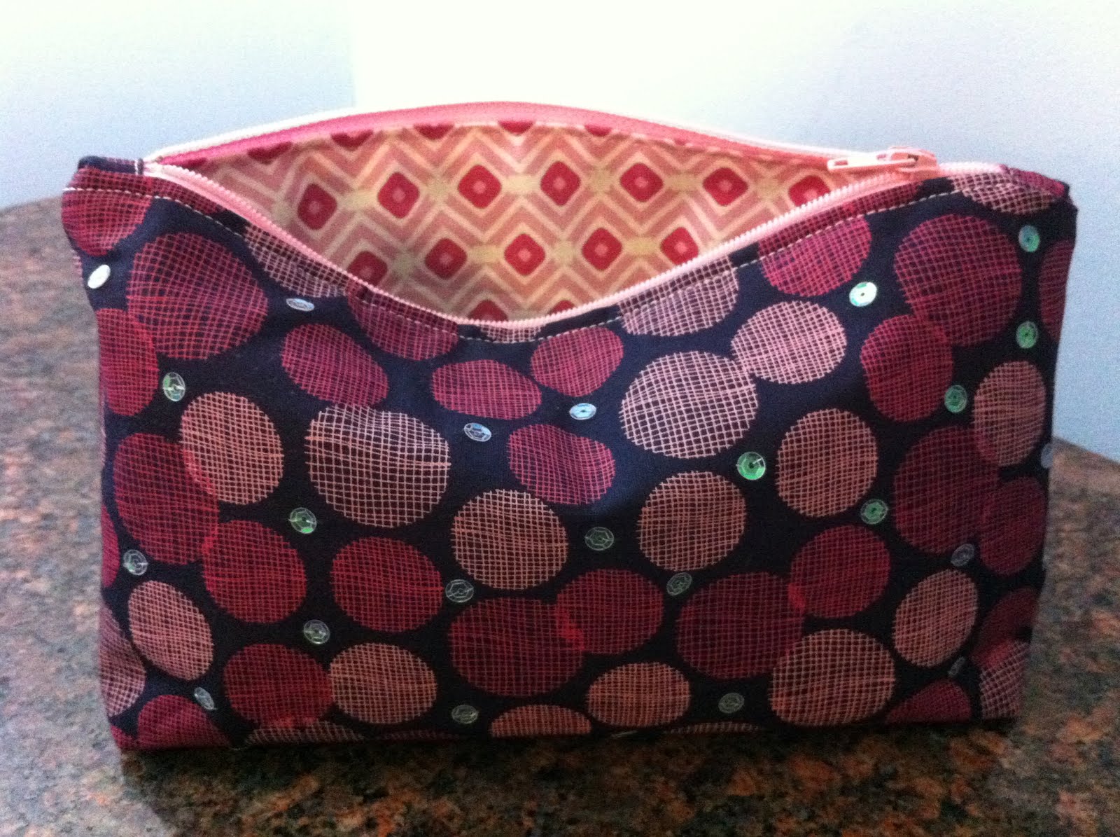 Stargazun Designs Pink Dots Sewn Sequined Flat Bottom Bag