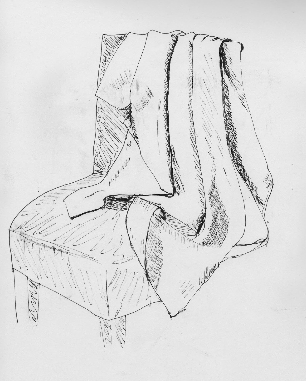 Learning to draw Fabric draped on a chair