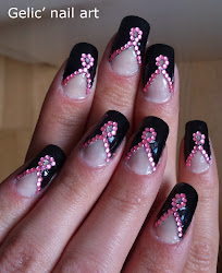 pink ribbon nail rhinestone