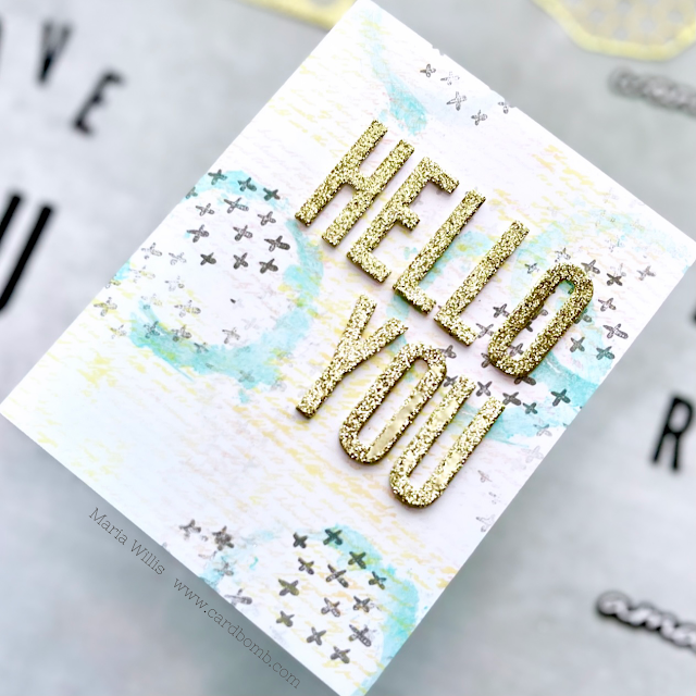 Cardbomb, Maria Willis, Tonic Studios, Tonic Studios USA, Patterns & Prints,Stamp Club,mixed media,die cutting,watercolor,stamps, stamping, cards, cardmaking, ink, paper, papercraft, video tutorial