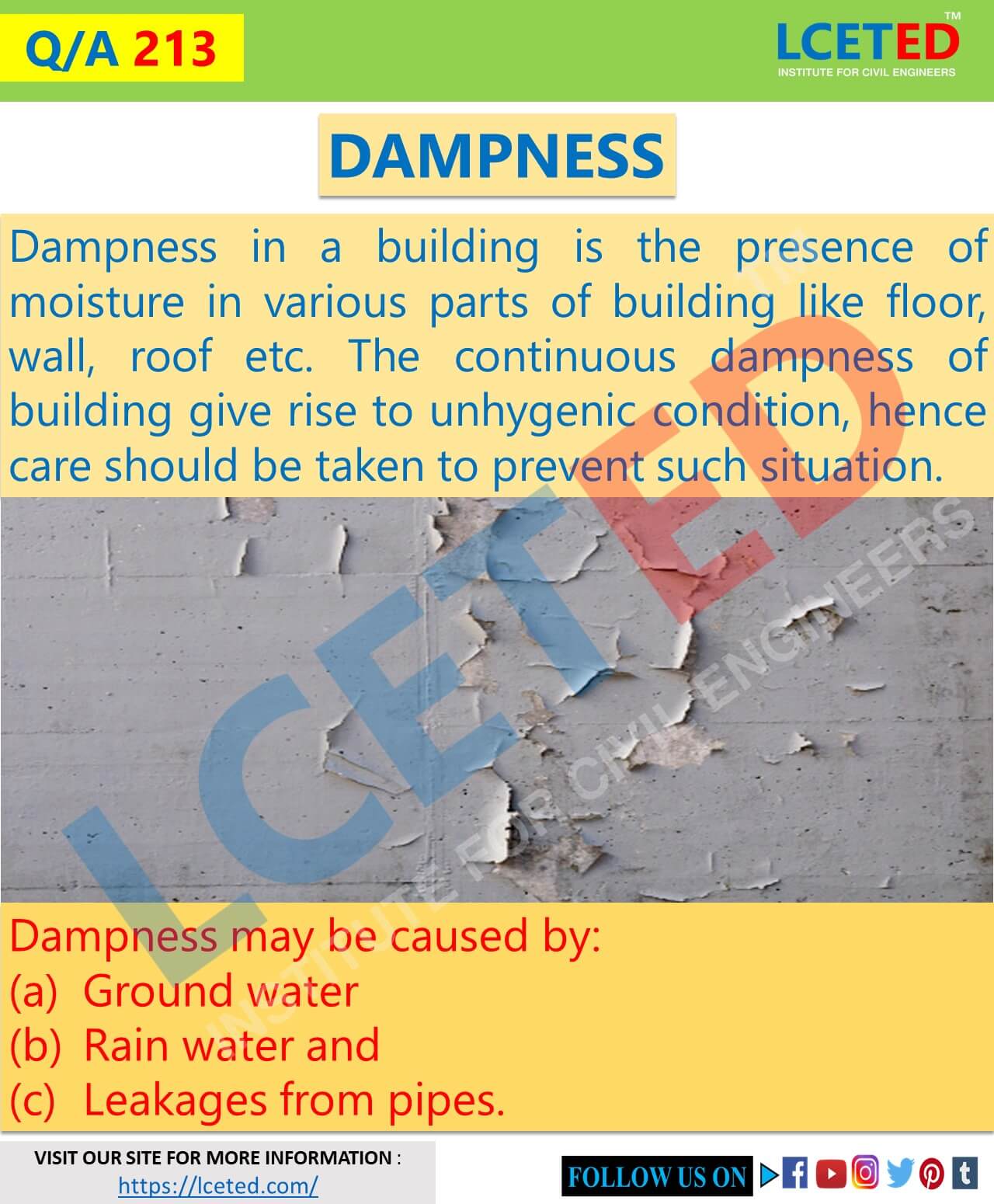 What is dampness in buildings? And what are the causes LCETED lceted