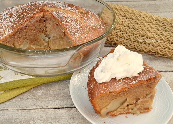 Cinnamon Pear Pancake Cake has the texture of a pancake, soft and moist, and the Cinnamon and Pears pair up deliciously - serve for breakfast or dessert