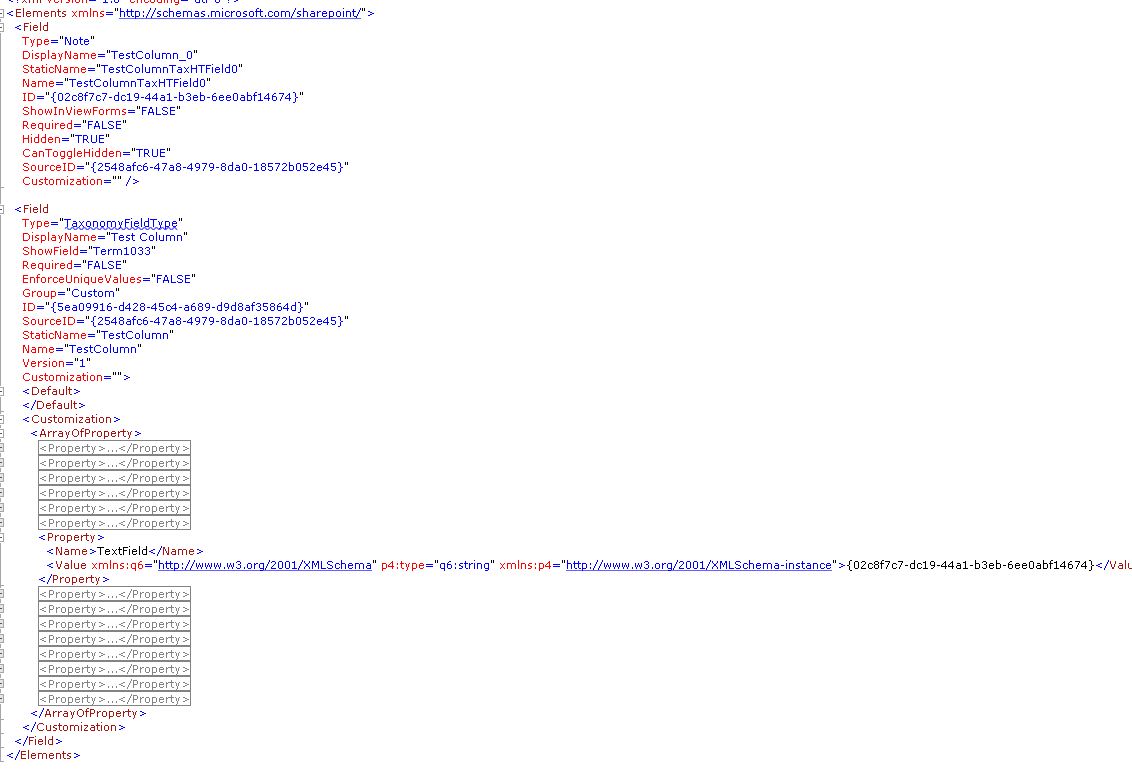 Sharepoint 2010 Creating a Taxonomy (Managed Metadata) field (SiteColumn) using definition xml
