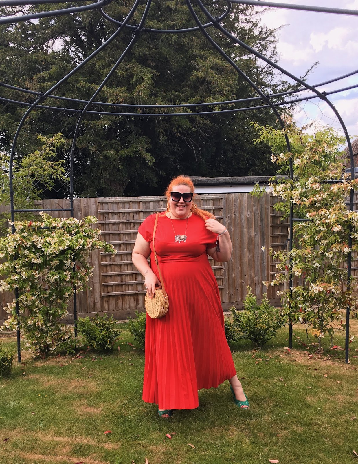 new look red pleated dress