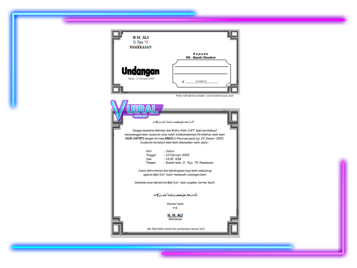 Download Contoh Undangan Walimatul Ursy Yang Bisa Diedit Word - Vuiral