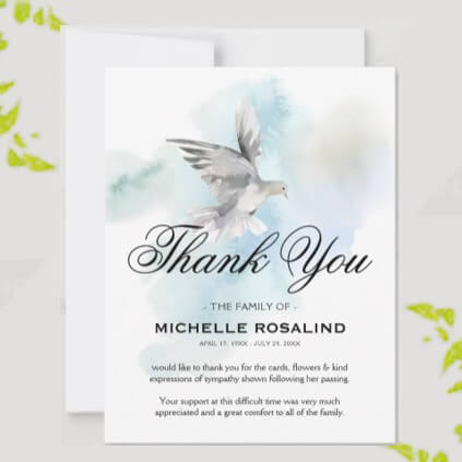 Beautiful dove bird simple sympathy card