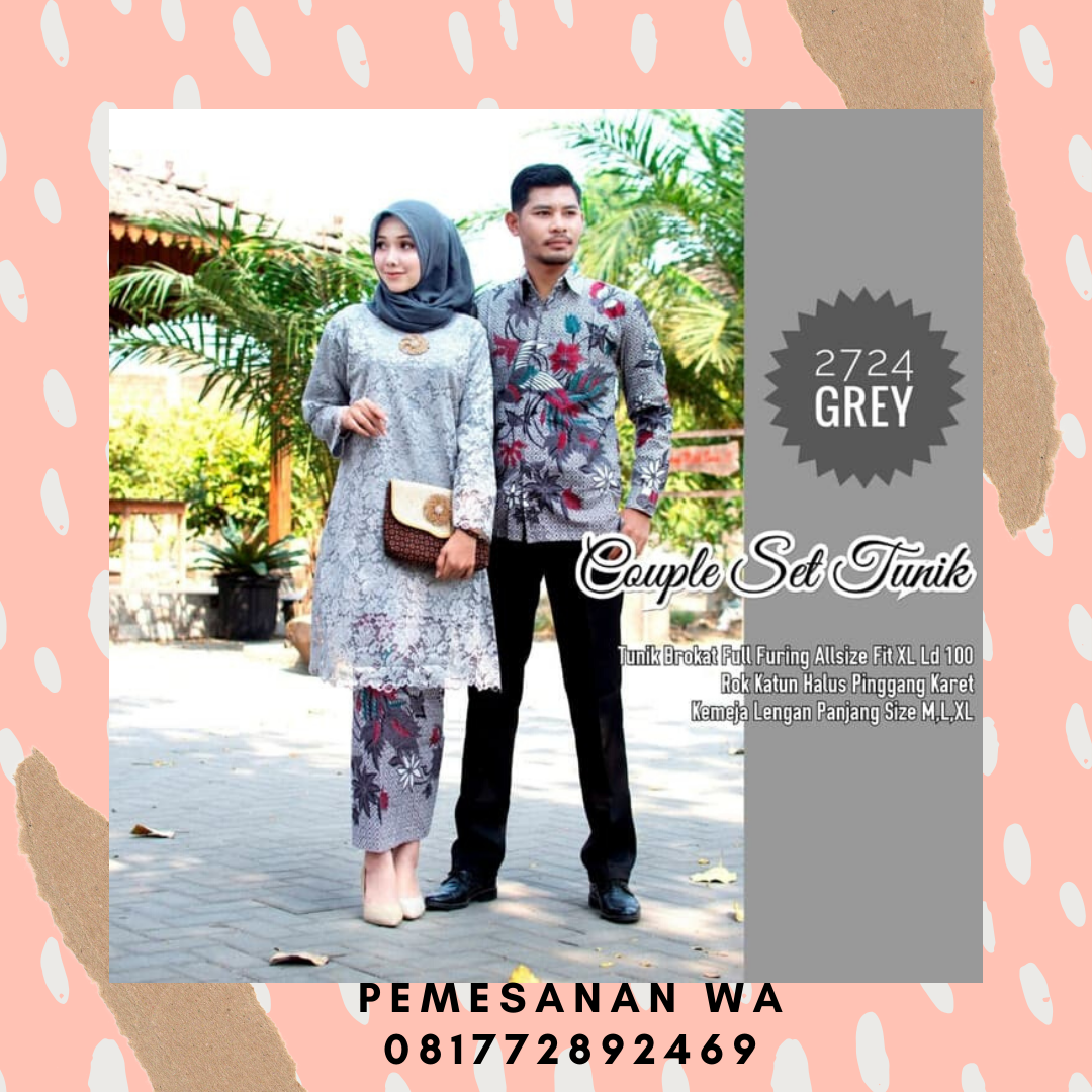  Setelan  Model Baju Batik Couple Kebaya Tunik Kombinasi 