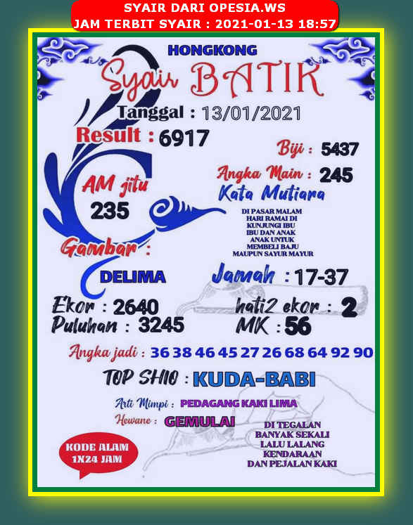 1 New Message Kode Syair Hongkong 13 Januari 2021 Forum Syair Togel Hongkong Singapura Sydney