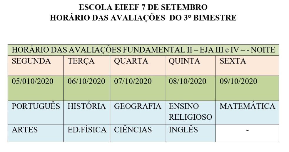 E.E.I.E.F. 7 DE SETEMBRO DIAS DAS