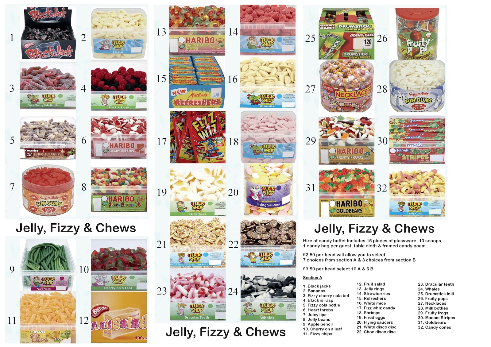 Box Clever Wedding Candy Buffet yummy sweet list