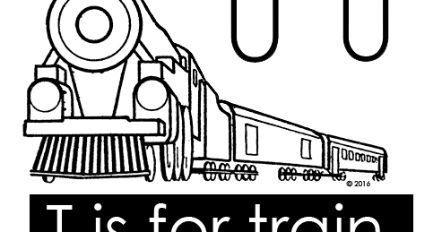 Crayon Palace: "T is for train" alphabet coloring page