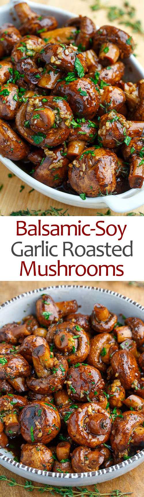 Balsamic Soy Roasted Garlic Mushrooms Recipe on Closet Cooking