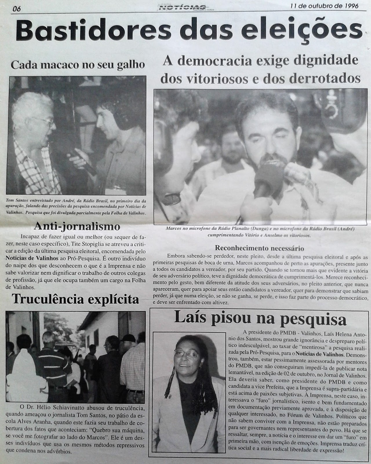 Eleições em Valinhos outubro 1996