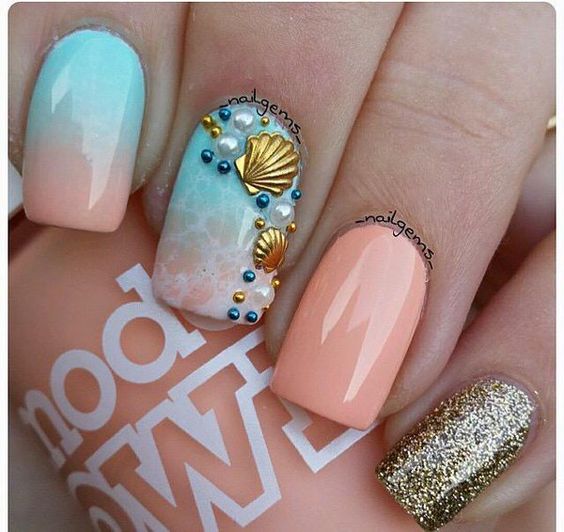 10 Diseños de uñas con motivos del mar Mujer al natural