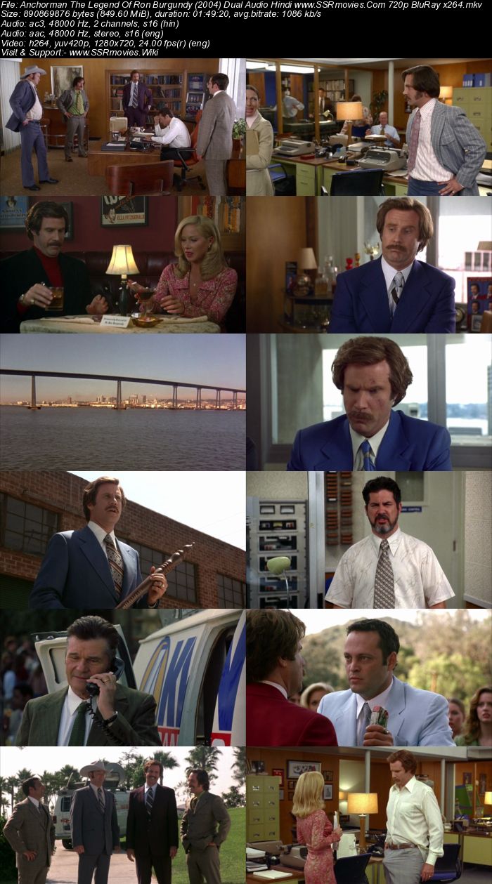 Anchorman The Legend of Ron Burgundy (2004) Dual Audio 480p BluRay 350MB Movie Download
