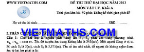 dap an va de thi thu dai hoc mon vat ly nam 2012, thi thu dh mon ly khoi a 
