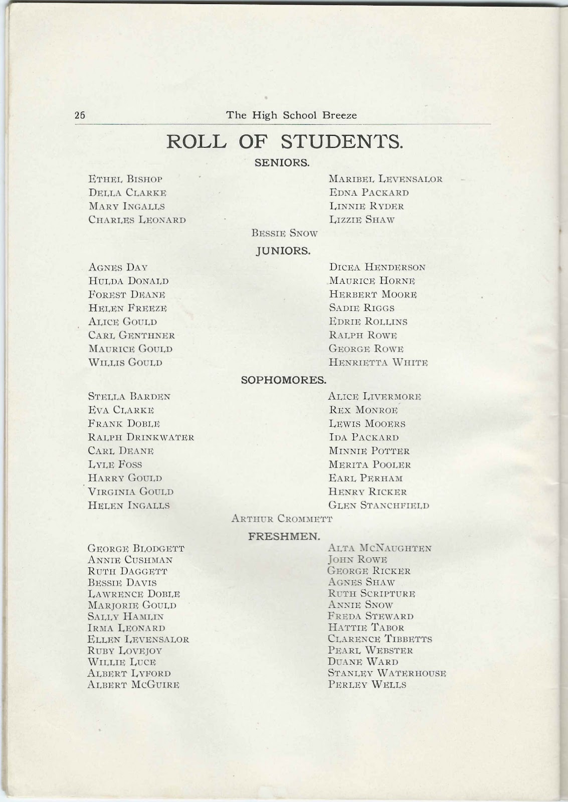 Heirlooms Reunited January 1907 Issue of "The High School Breeze" of