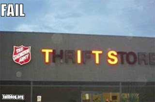salvation army thrift store tits sign