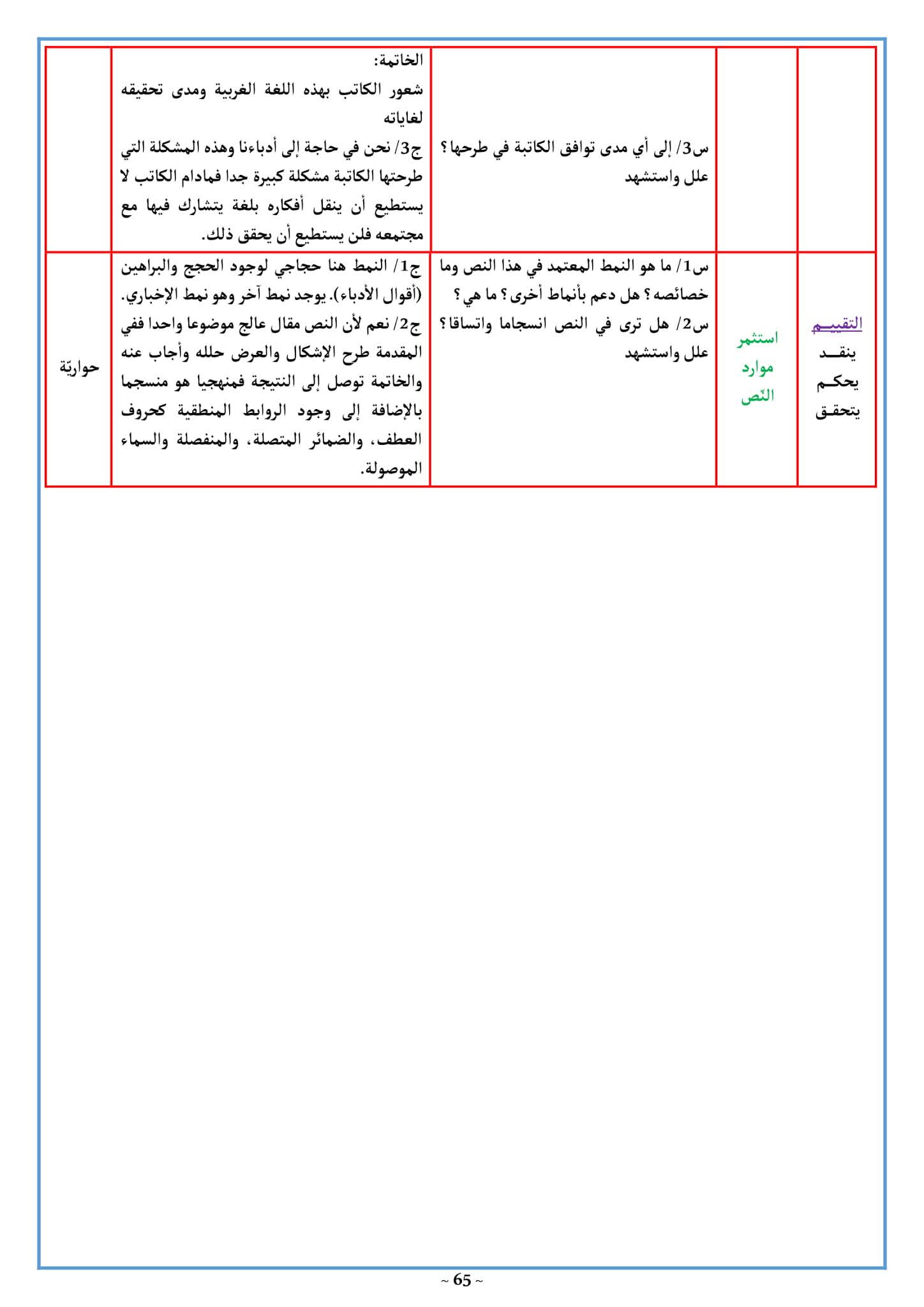 تحضير نص إشكالية التعبير في الأدب الجزائري 3 ثانوي علمي صفحة 112