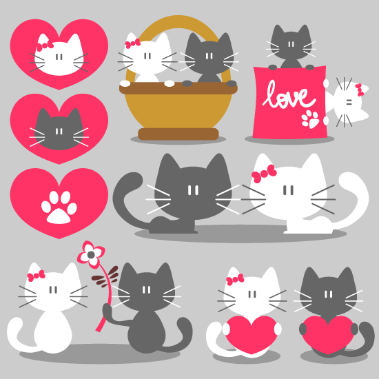 San Valentín con gatitos - vector